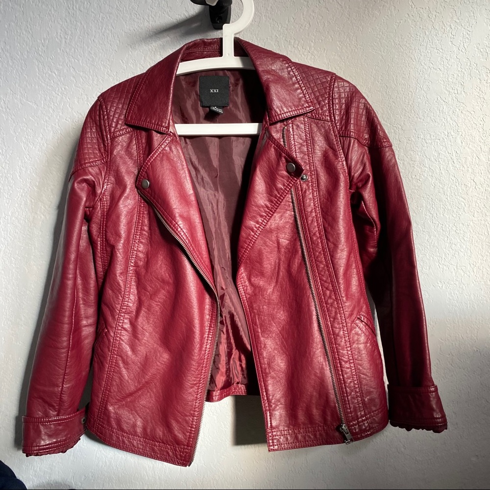 Red leather jacket